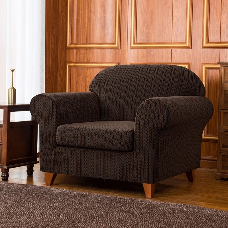 Striped Jacquard Stretch 2-Piece Box Cushion Armchair Slipcover