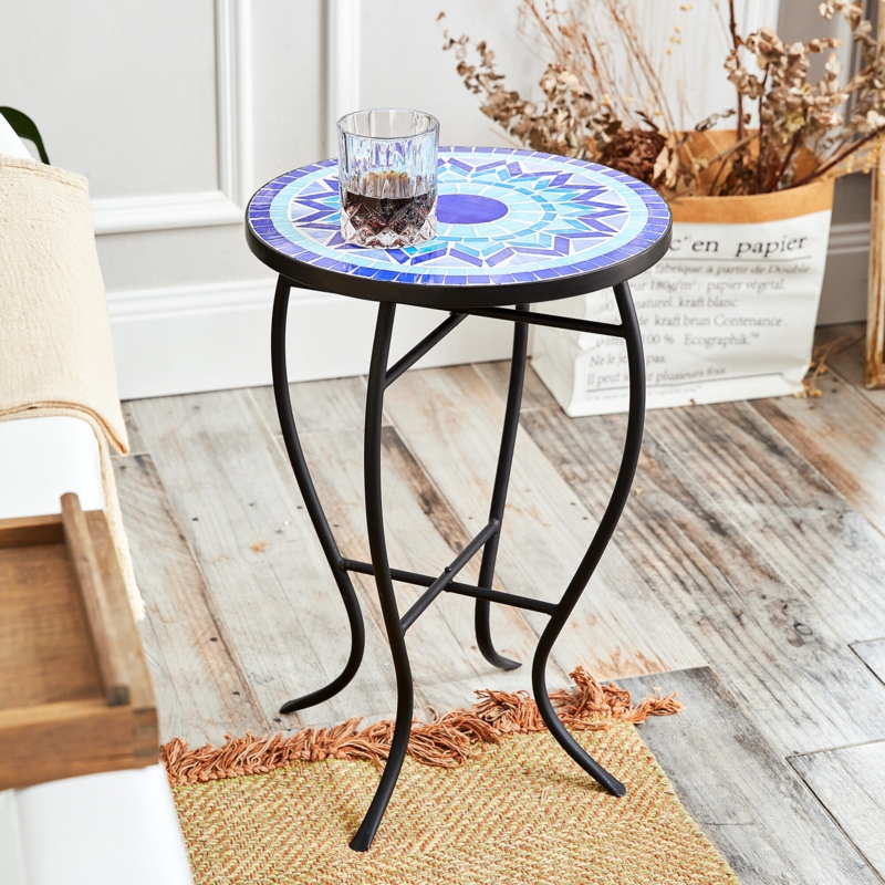 Greek-Style Ceramic Tile Side Table