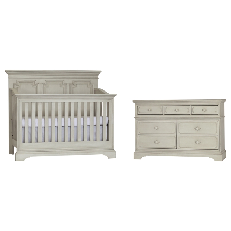 4-in-1 Convertible Antique White Crib