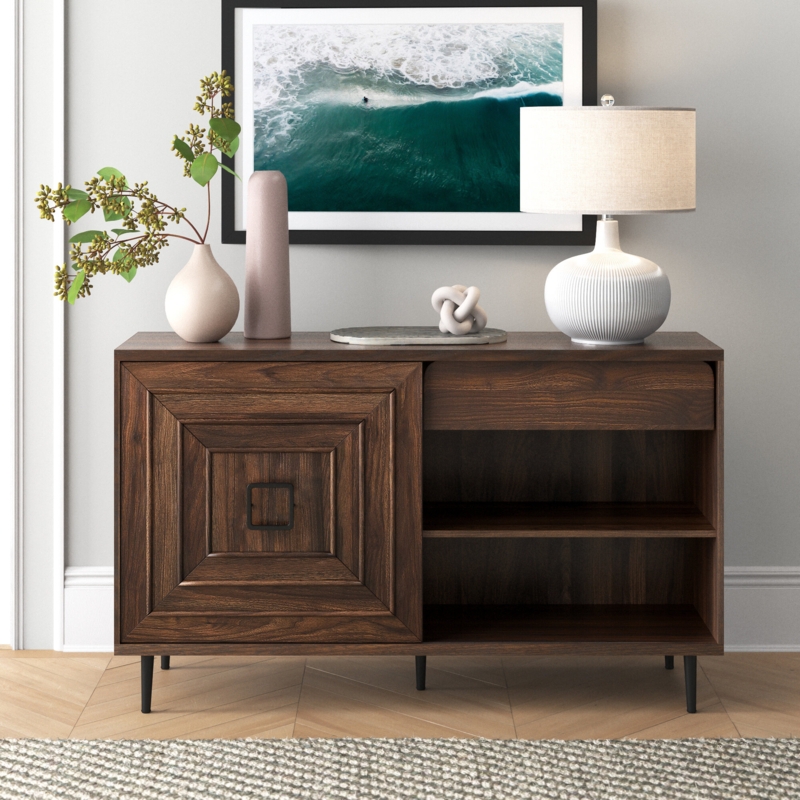 Stylish Credenza with Bullseye Accents