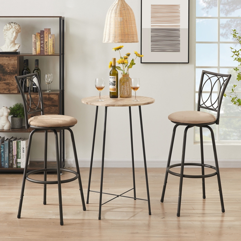 Three-Piece Pub Table Set with Faux Marble Top