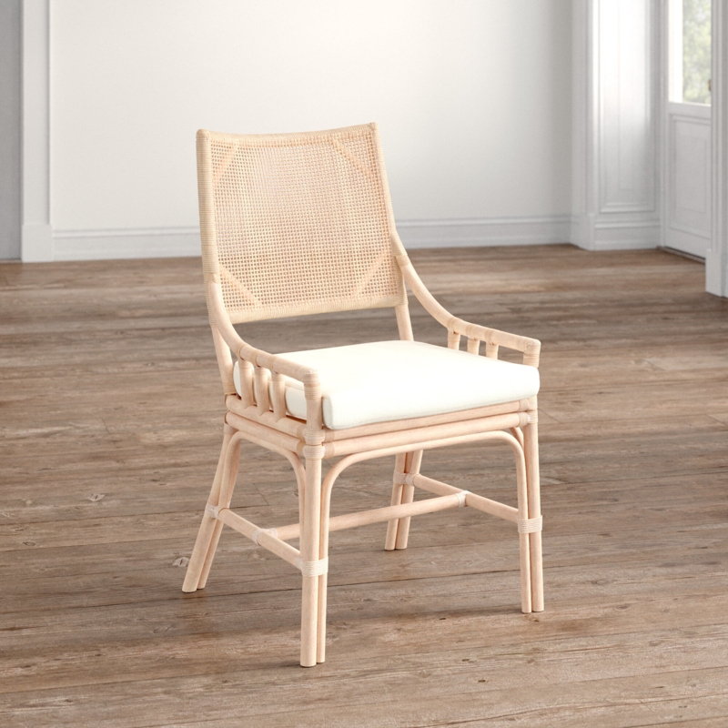 Boho-Chic Rattan Armchair with Cushion