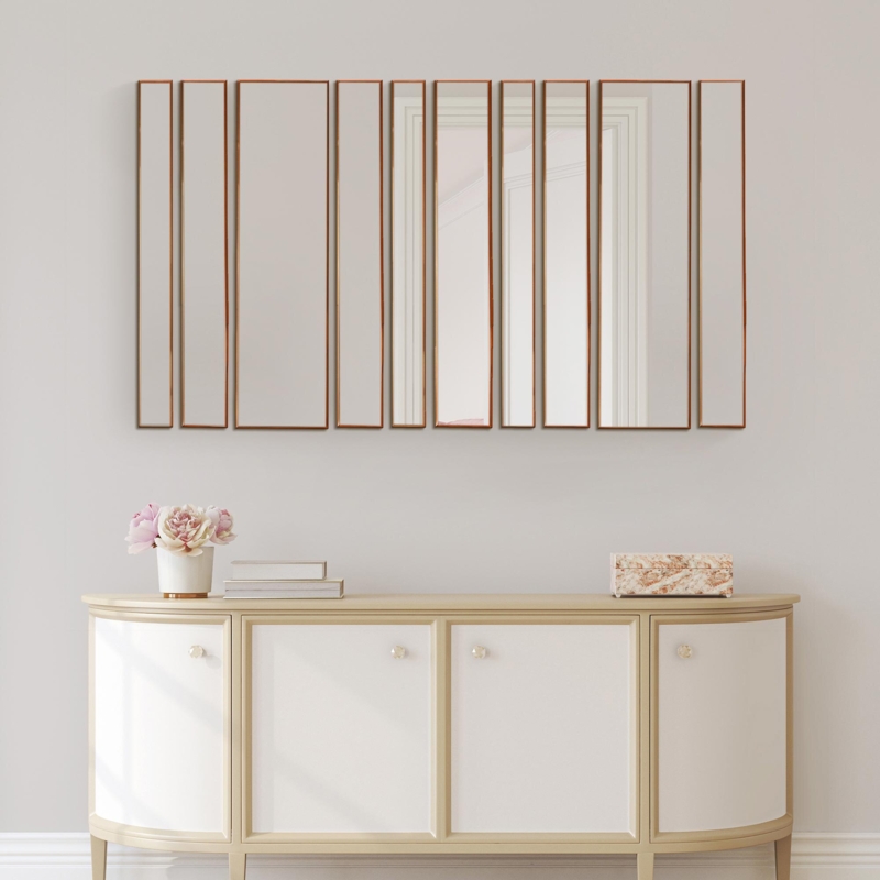 Ten-Piece Bronze Framed Mirror Set