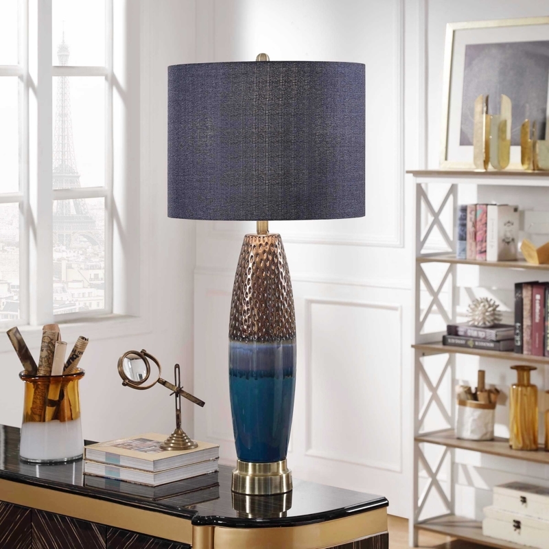 Ceramic and Steel Vintage-Inspired Table Lamp