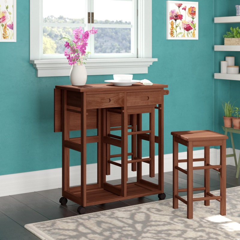 Space-Saving Dining Table Set with Casters