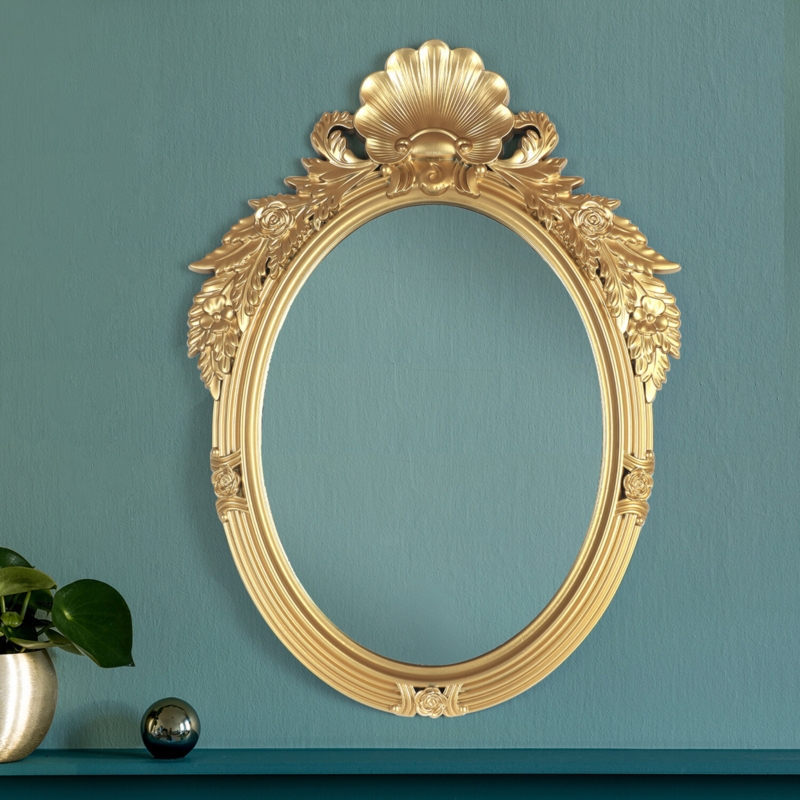 Elegant Vintage Gold Oval Wall Mirror