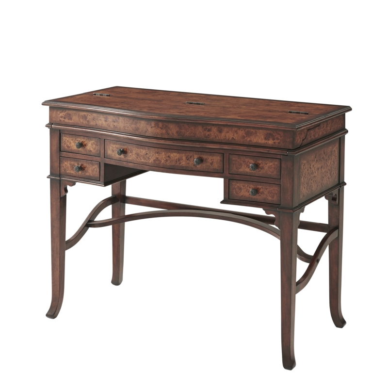 Poplar Burl Campaign Desk with Fitted Interior