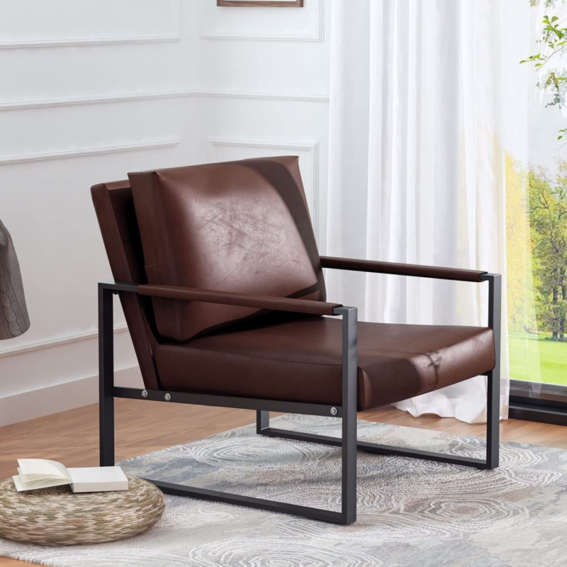 Mid-Century Faux Leather Armchair