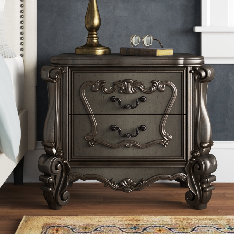 Antique Platinum Bedroom Set with Padded Side Rails