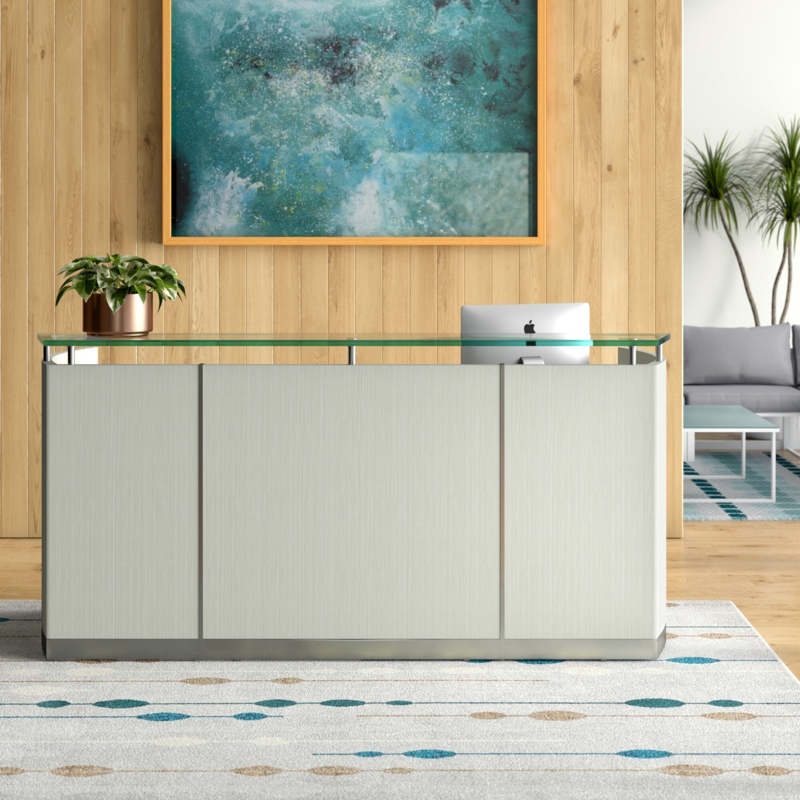 Sleek Reception Station with Tempered Glass Counter