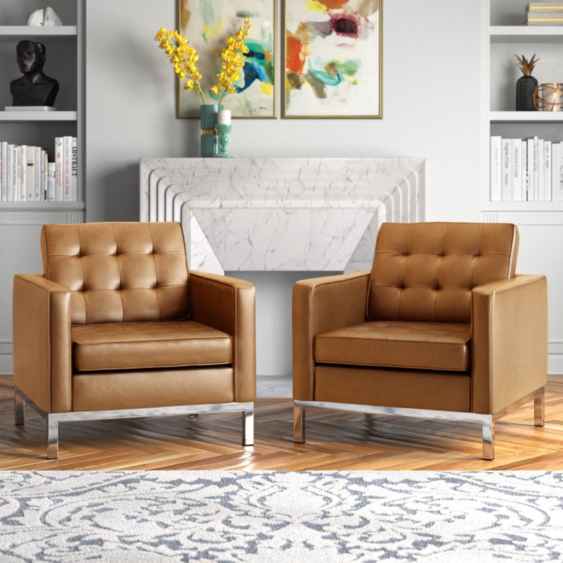 2-Piece Faux Leather Armchair Set