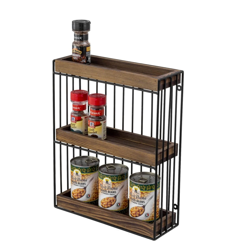 Wall-Mounted Spice Bottle Storage Rack