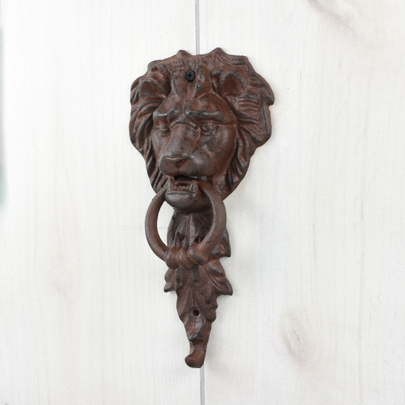 Rustic Cast Iron Lion Head Doorknocker