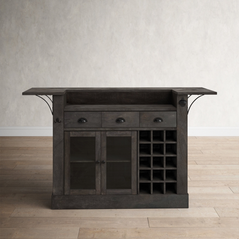 Mango Wood Home Bar with Storage