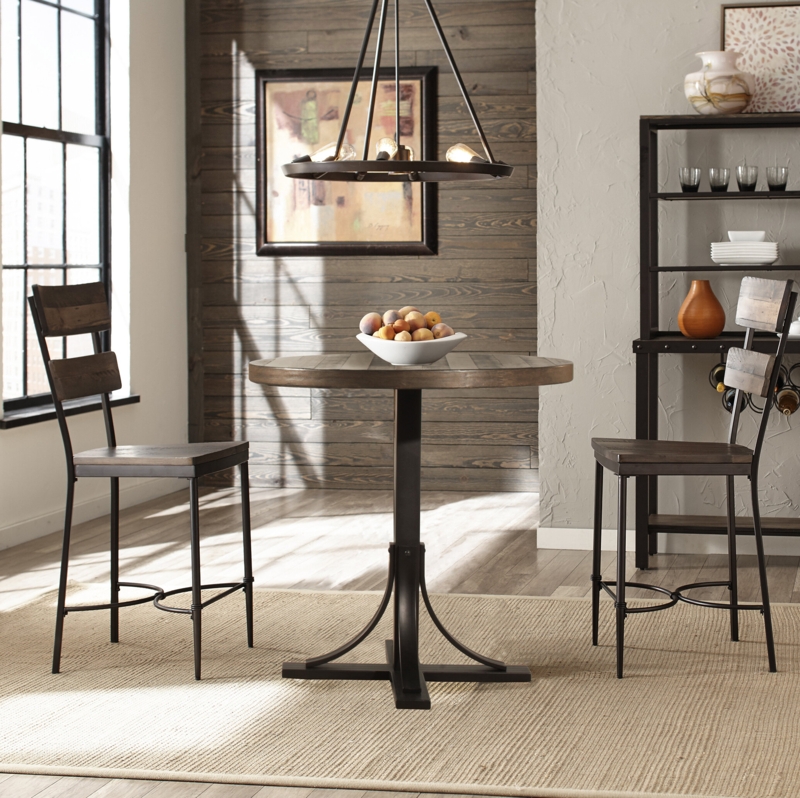 3 Piece Counter Height Breakfast Nook Dining Set with Non-Swivel Stools