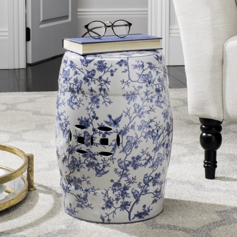 Chinoiserie-Inspired Ceramic Garden Stool