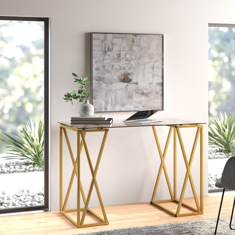 Contemporary Glass-Top Writing Desk