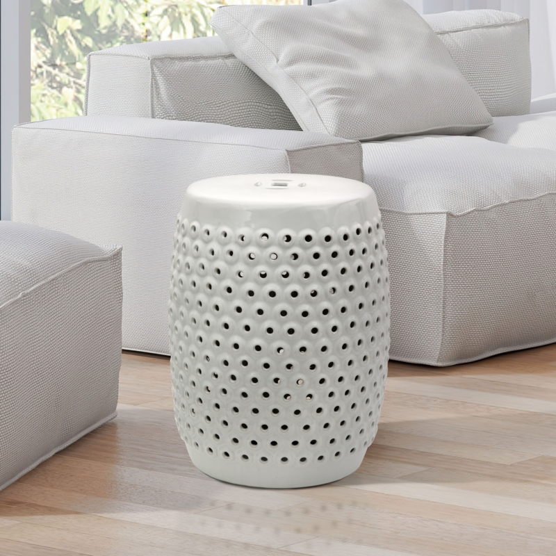 Handmade Porcelain Garden Stool with Modern Japanese Design