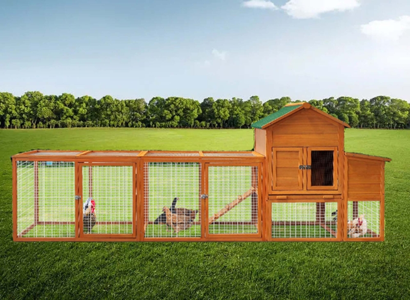 Natural Fir Wood Chicken Coop with Run