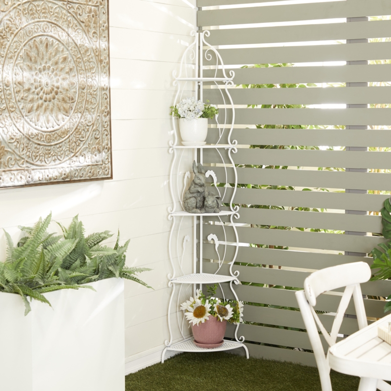 Spacious White Iron Bakers Rack