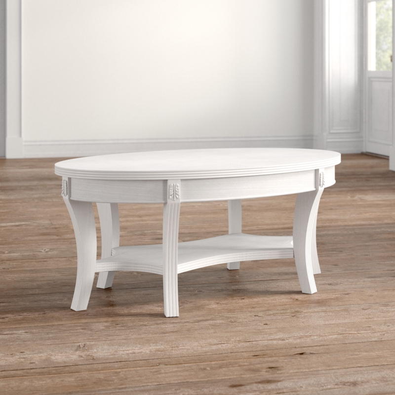 Provencal-Style Oval Coffee Table with Shelf