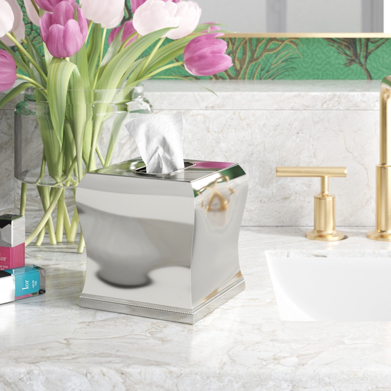 Glossy Mirrored Tissue Box Cover