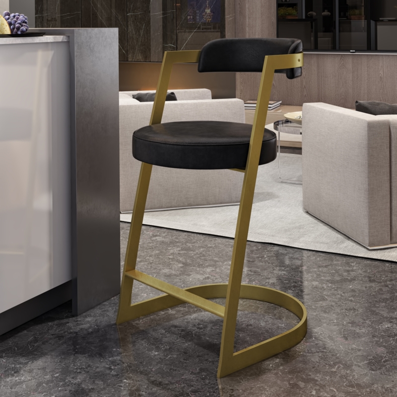 Sculptural Stainless Steel Counter Stool