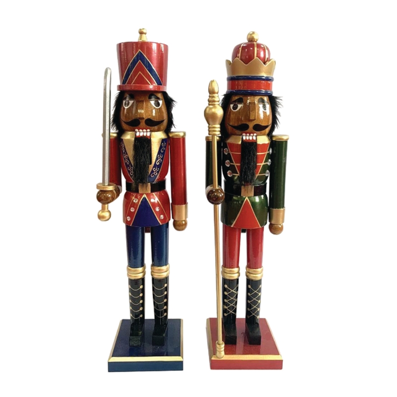 Set of Two 24" Black King & Guard Nutcrackers
