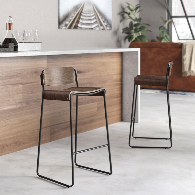 Industrial Modern Bentwood Bar Stools