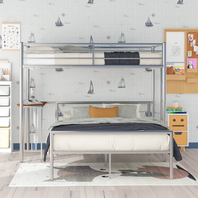 Multi-Directional Bunk Bed with Built-in Desk