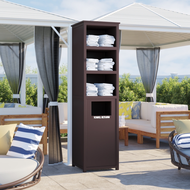 Poolside Towel Valet with Vertical Storage
