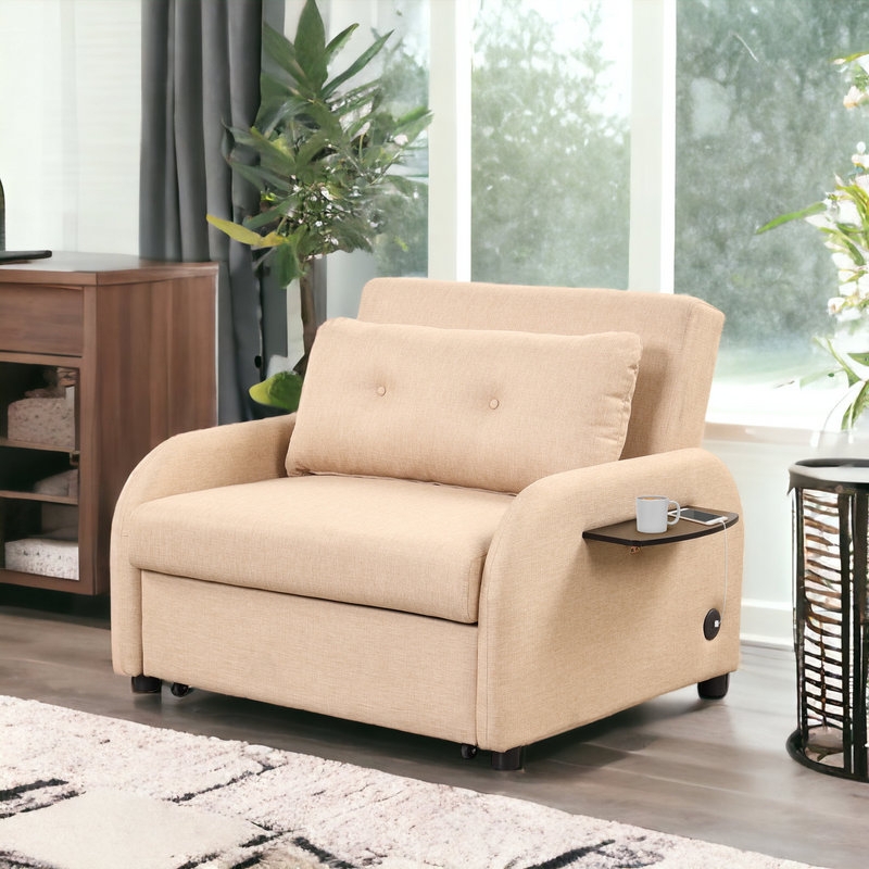 Pull-Out Sofa Sleeper with Wing Tables