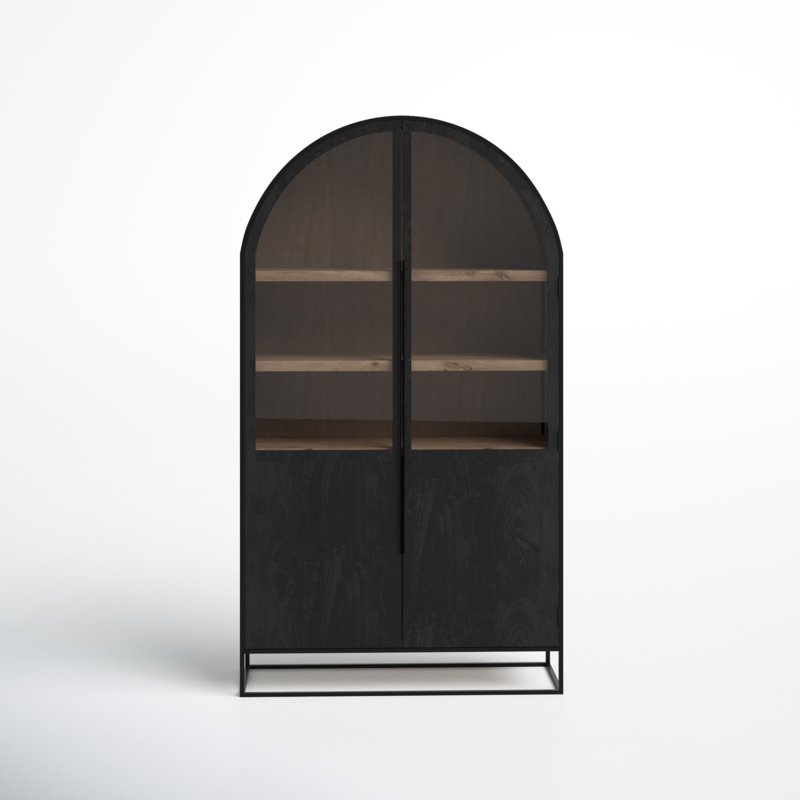 Neo-Gothic Iron and Mango Wood Cabinet