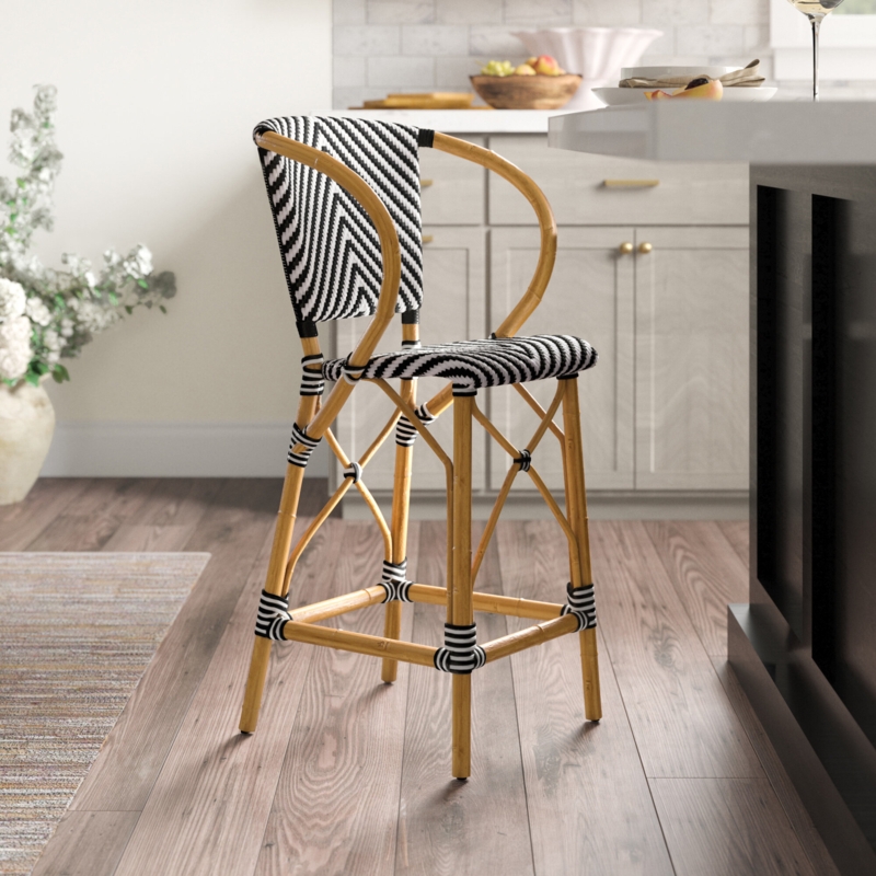 24" Rattan Bentwood Barstool