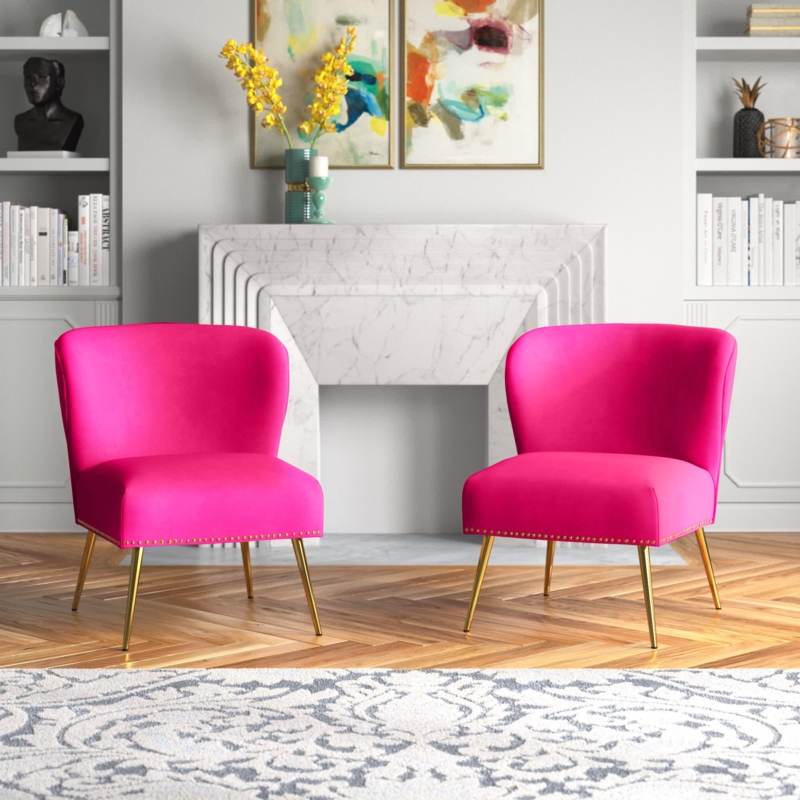 Glam Velvet Accent Chair with Nailhead Trim