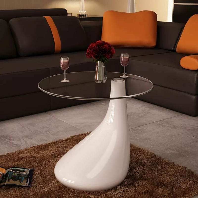 Chic Water-Drop High-Gloss Side Table