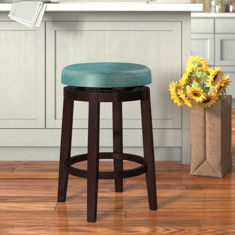 Transitional Swivel Upholstered Stool