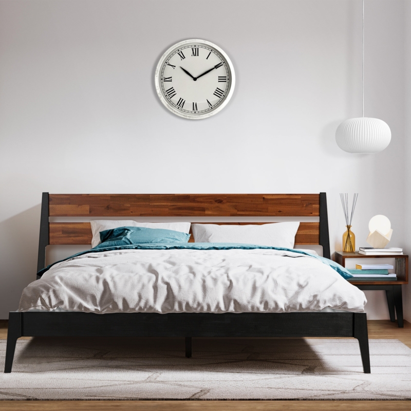 Acacia Platform Bed and Nightstand Set