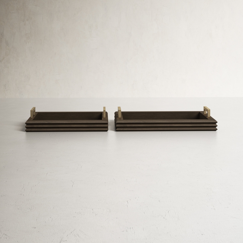 Dark Mango Wood Tray Set
