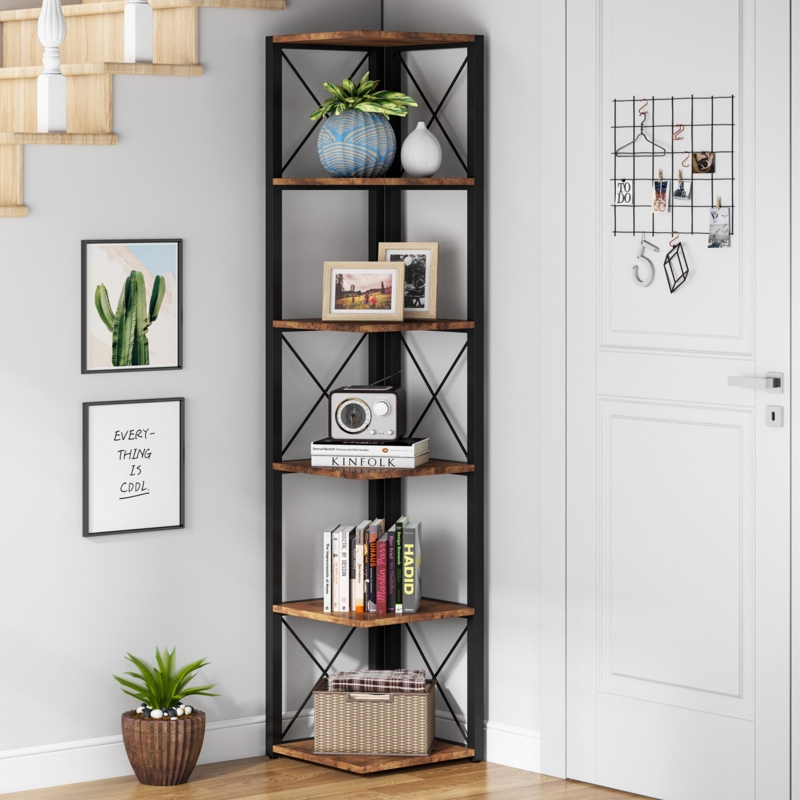 Corner Bookcase with Open Shelves