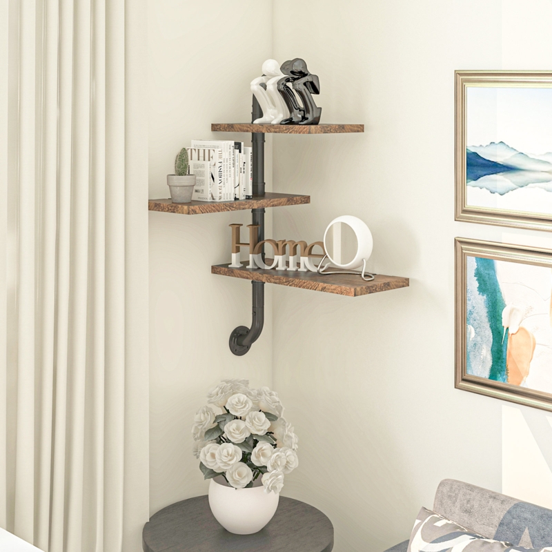 3-Tier Vintage Rustic Pipe Shelving