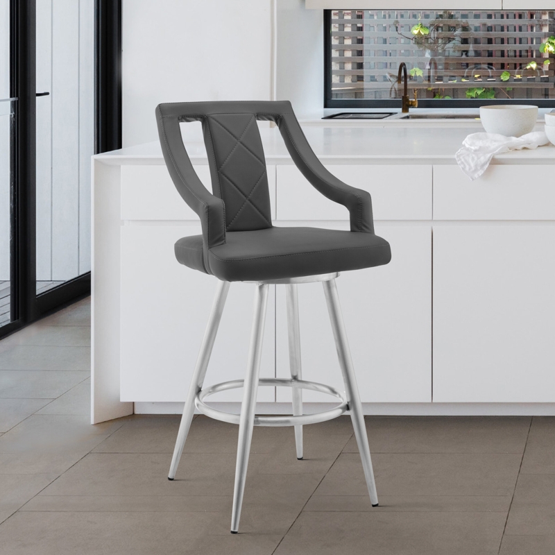 Swivel Bar and Counter Stool with Diamond Tufting