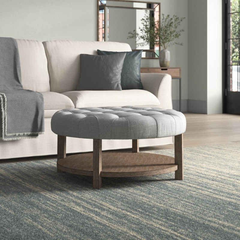 Versatile Farmhouse-style Ottoman with Storage Shelf