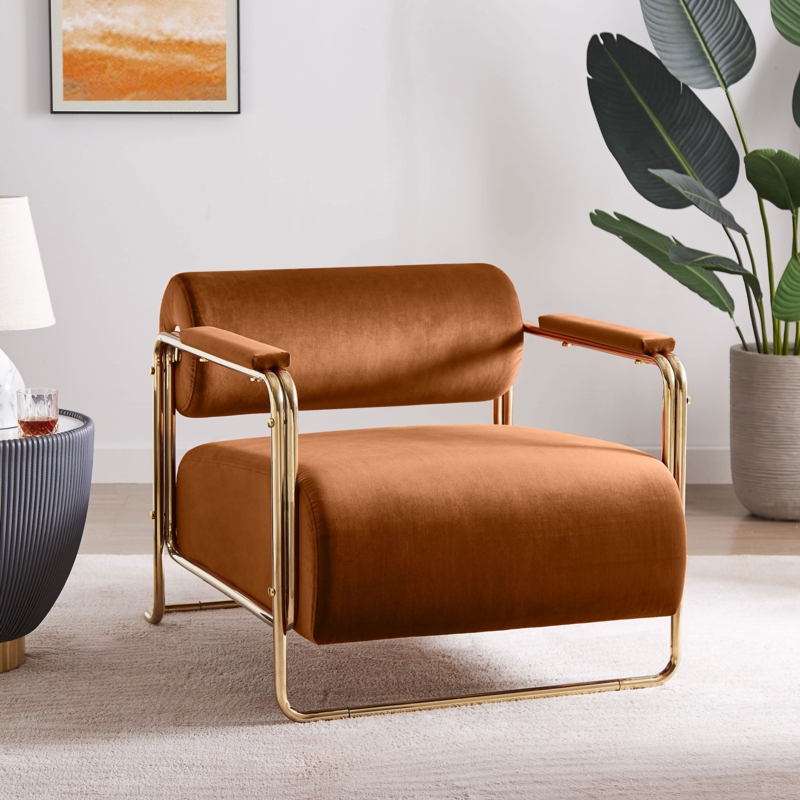 Luxurious Accent Chair with Cylindrical Backrest