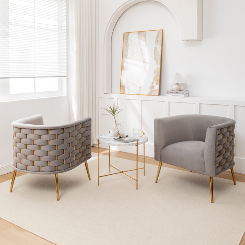 Classic Velvet Chair with Golden Accents