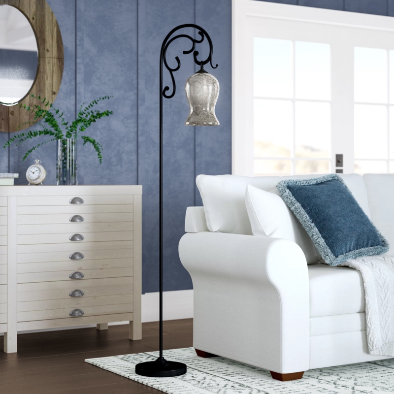 Elegant Tulip-Shaped Mercury Glass Floor Lamp