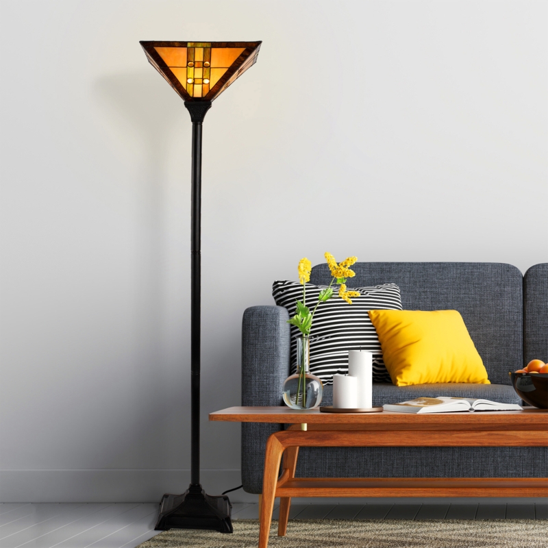Stained Glass Inverted Pyramid Decor Lamp