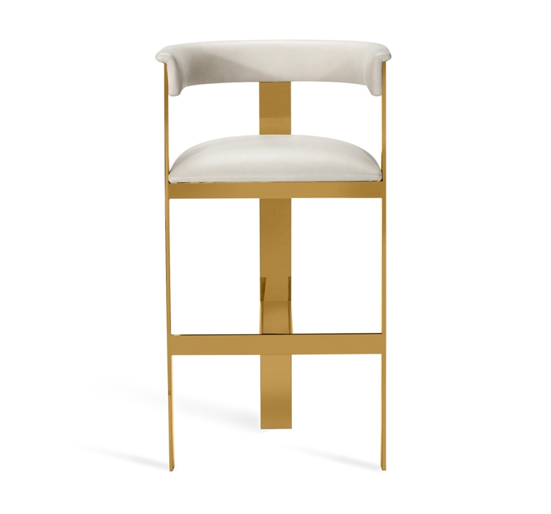 Art Modern Leather Stool with Stainless Steel Frame