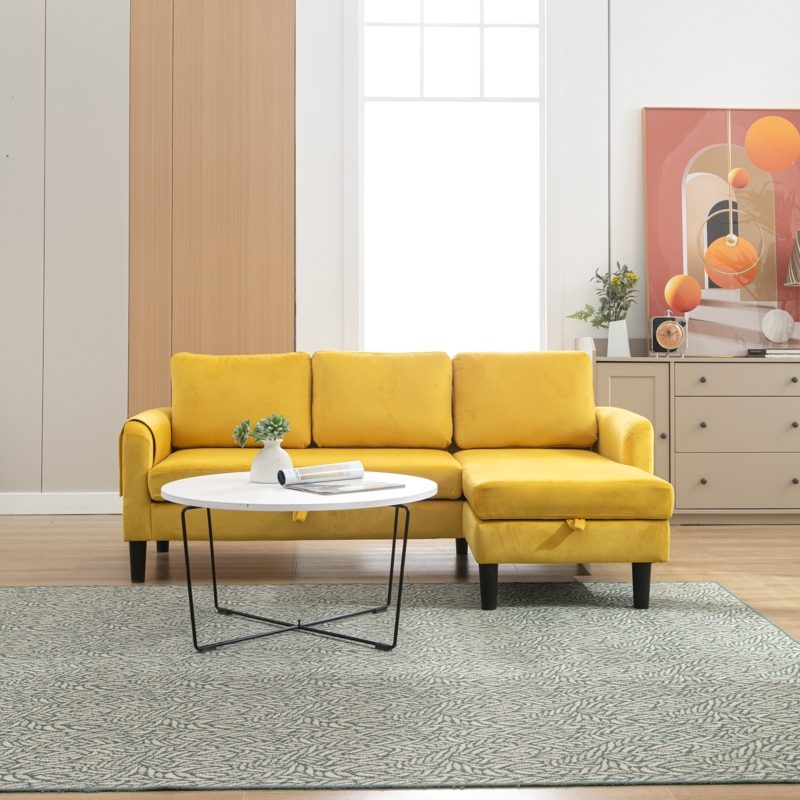 Pull-Out L-Shaped Sleeper Sofa with Storage Chaise