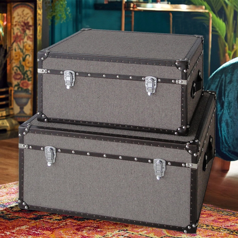 Rectangle Tweed Storage Trunk